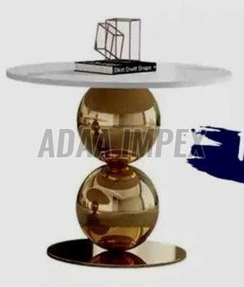 Golden Dual Sphere Base White Top Side Table