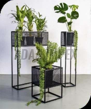 Golden Frame Woven POT Iron Planter Stand