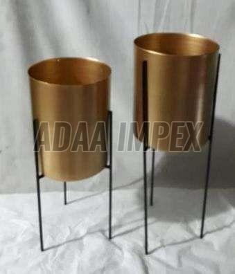 Golden Glow Cylindrical Iron Planter Stand