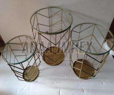 Golden Hexagon Frame White Marble Top Side Table