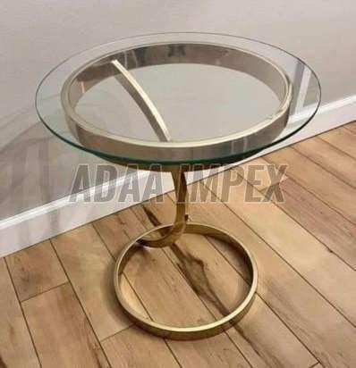 Golden Loop Frame Glass Top Side Table