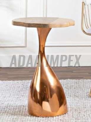 Golden Sculptural Base Round Top Side Table