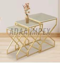Golden Square Frame Side Table Set