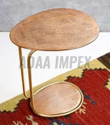 Golden Twin Rod Round Side Table