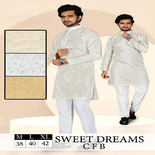 Mens White Cotton Silk Kurta Pajama Set