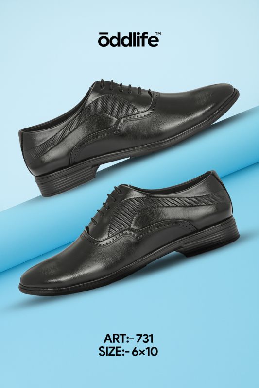 Mens Black Brogue Mesh Lace-Up Shoes
