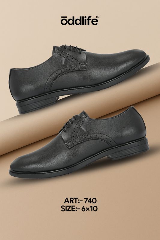 Mens Black Derby Formal Lace-Up Shoes