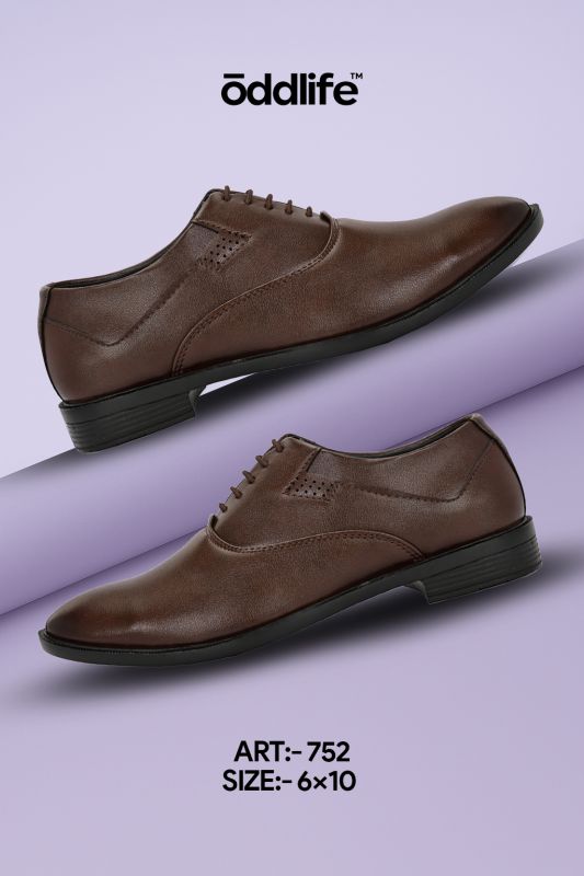 Mens Brown Brogue Sleek Lace-Up Shoes
