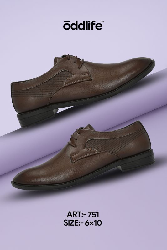 Mens Brown Derby Tailored Lace-Up Shoes