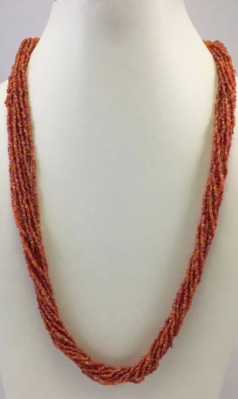 NK 10973 Maroon Beaded Necklace
