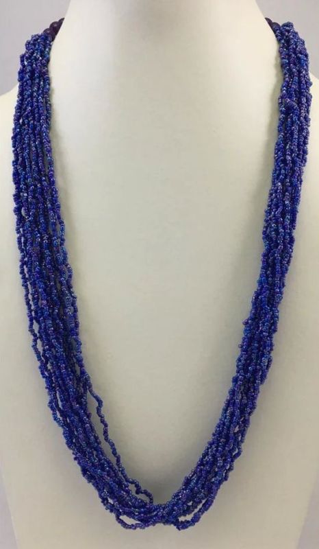 Dark Blue Beaded Necklace