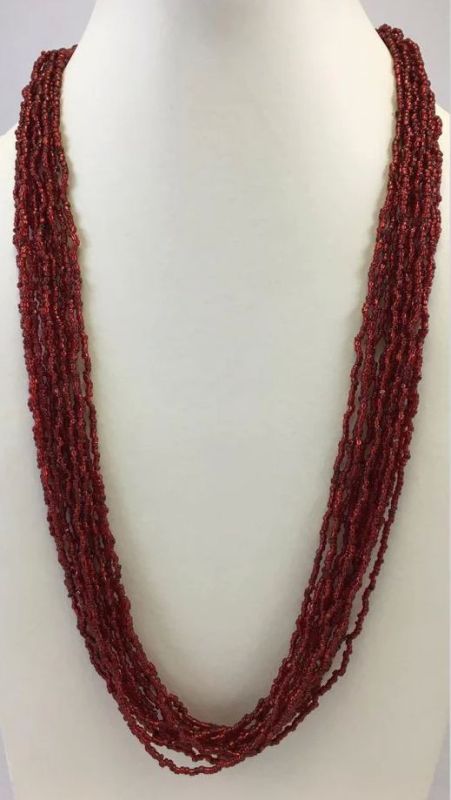 NK 10999 Maroon Beaded Necklace