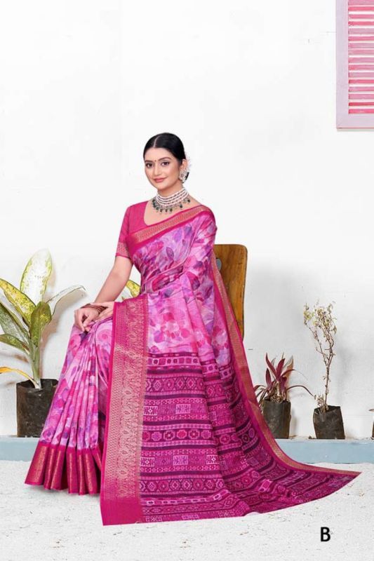Ladies Party Wear Bamboo Silk Saree