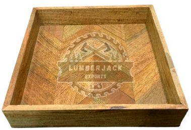 Chevron Pattern Wooden Serving Tray