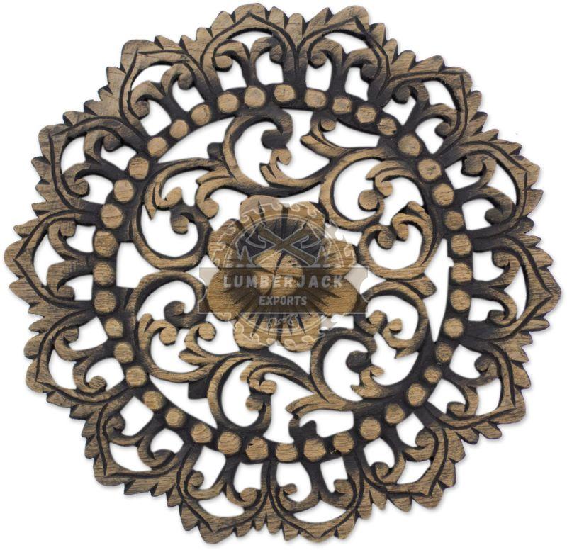 Decorative Sheesham Leaf Motif Accent Wall Panel