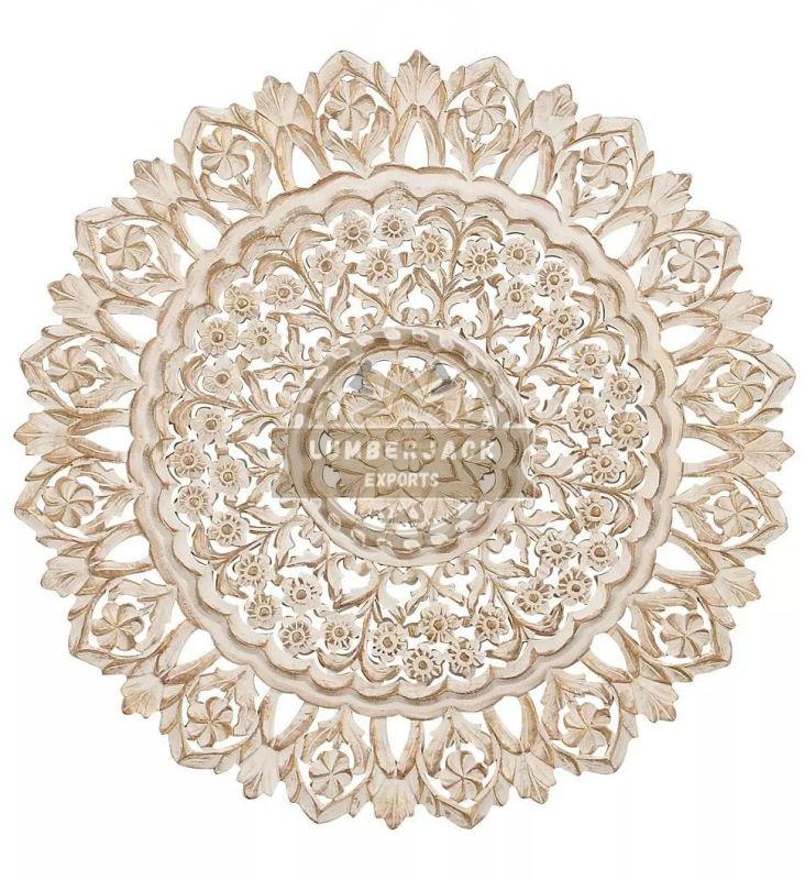 Decorative Sheesham Radiant Floral Leaf Motif Accent Wall Panel