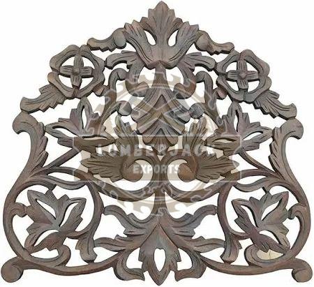 Decorative Sheesham Swirl Leaf Carved Accent Wall Panel