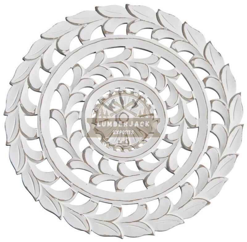 Decorative White Floral Orbit Wooden Wall Panel
