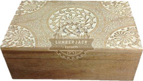 Decorative Wood Carved Floral Storage Box