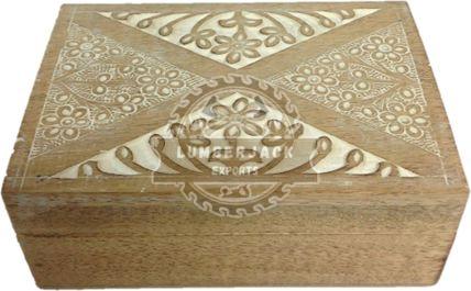 Decorative Wood Leaf Panel Keepsake Box