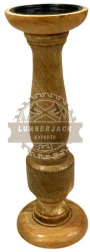 Elegant Spindle Wood Pillar Candle Pedestal