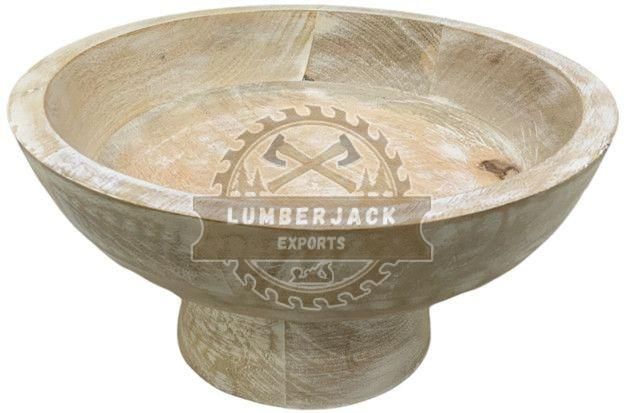 Elevated Grain Mango Wood Pedestal Bowl