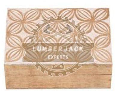 Geometric Quatrefoil Carved Teak Wood Storage Box