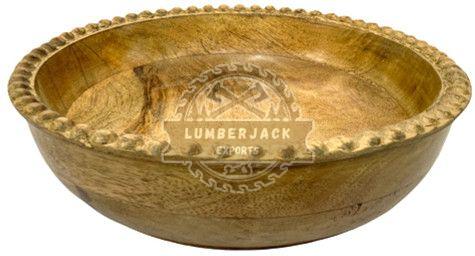 Mango Wood Beaded Rim Display Bowl