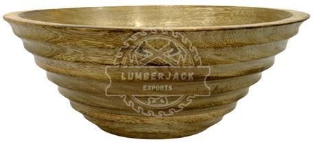 Ridge Band Mango Wood Conical Bowl