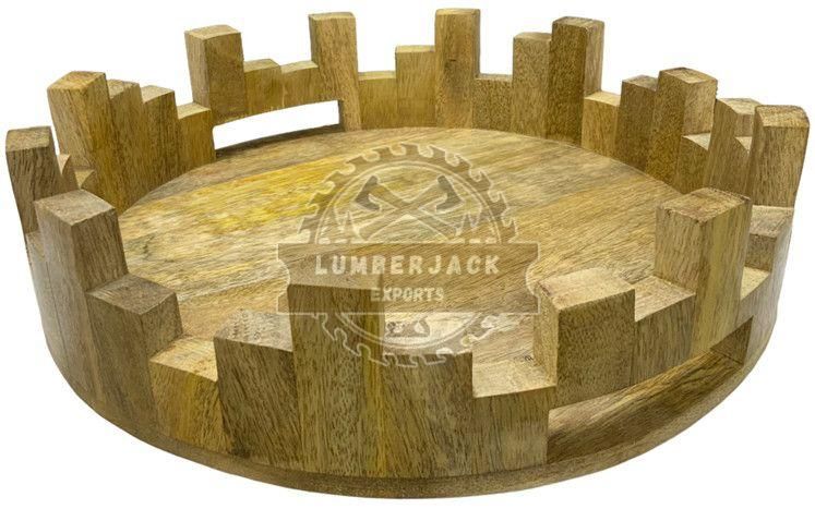 Round Wooden Serveware Decorative Tray