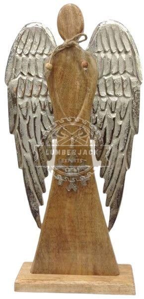 Spiritual Wood Angel Figurine with Snowflake Pendant