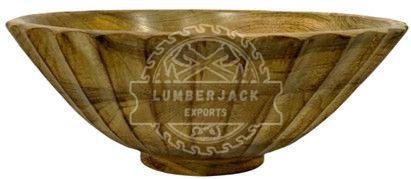 Vertical Groove Mango Wood Fluted Bowl