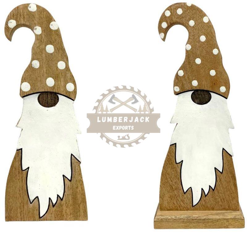 Whimsical Wood Santa Gnome Duo with Polka Dot Hats