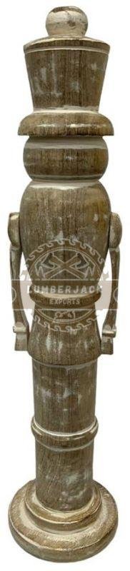 Wooden Antique Column Sculpture with Arm Extensions