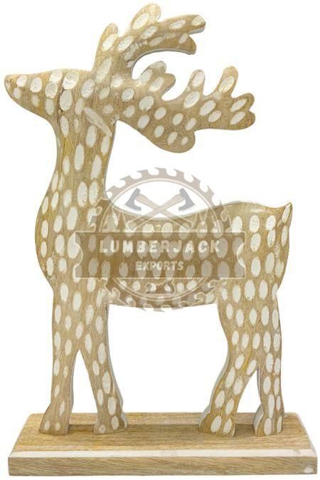 Wooden Decorware Christmas Antler Deer Sculpture