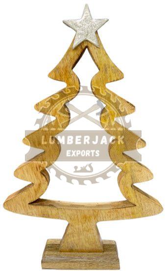 Zigzag Wood Christmas Tree with Silver Star Topper