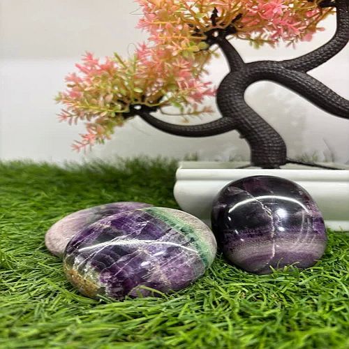 Multicolor Multi Fluorite Palm Stone