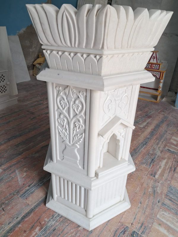 White Marble Tulsi Pot