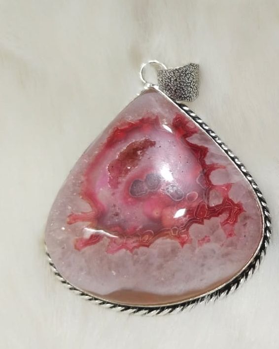 Agate Window Druzy Drop Gemstone Pendant