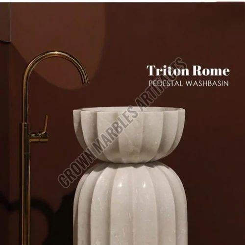 White Marble Pedestal Wash Basin