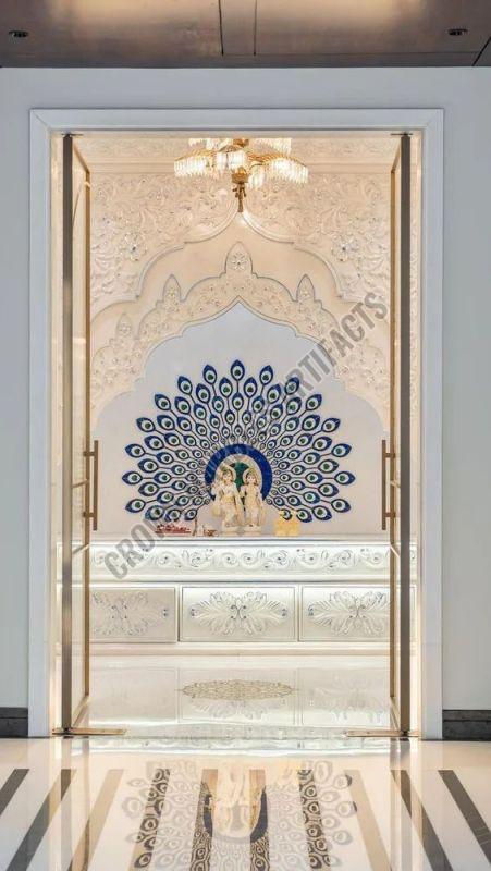 6.5 Feet Inlay White Marble Temple