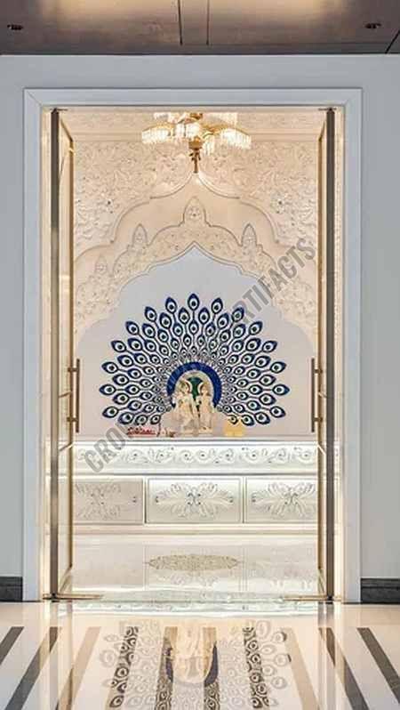 6 Feet Inlay White Marble Temple