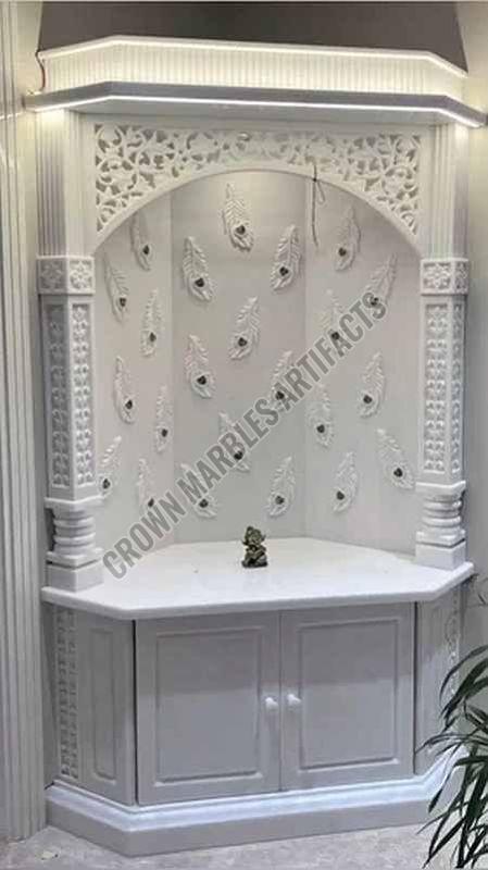 6 Feet White Carved Marble Temple