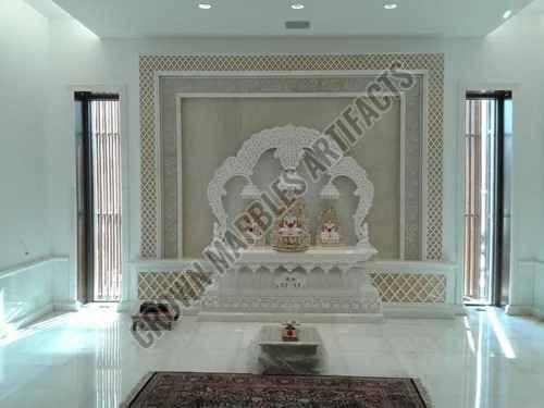 7 Feet Antique White Carved Marble Temple