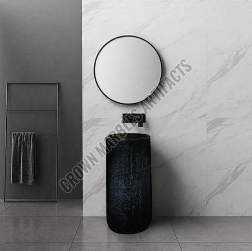 7 Feet Black Marble Pedestal Wash Basin