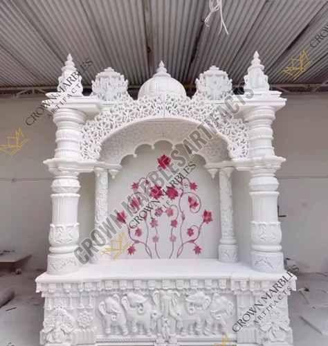 7 Feet Pure White Marble Temple