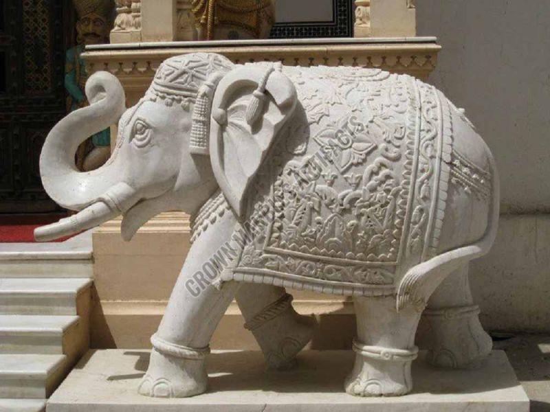 White Marble Elephant Statue