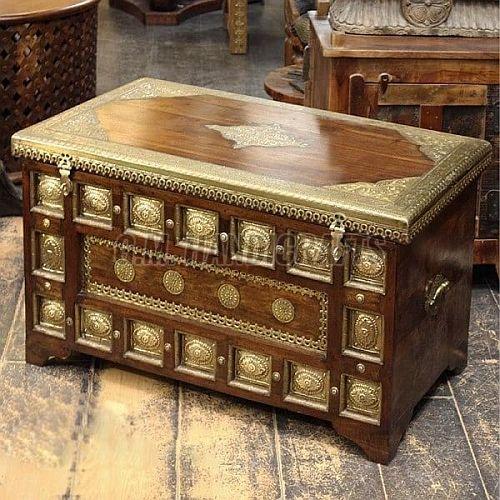 Decorative Brass Wooden Trunk