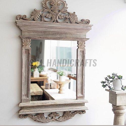 Hand Carved Wooden Mirror