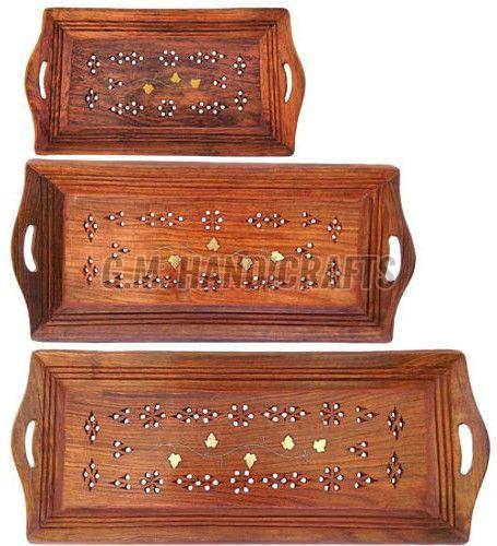 Handicraft Wooden Tray Set